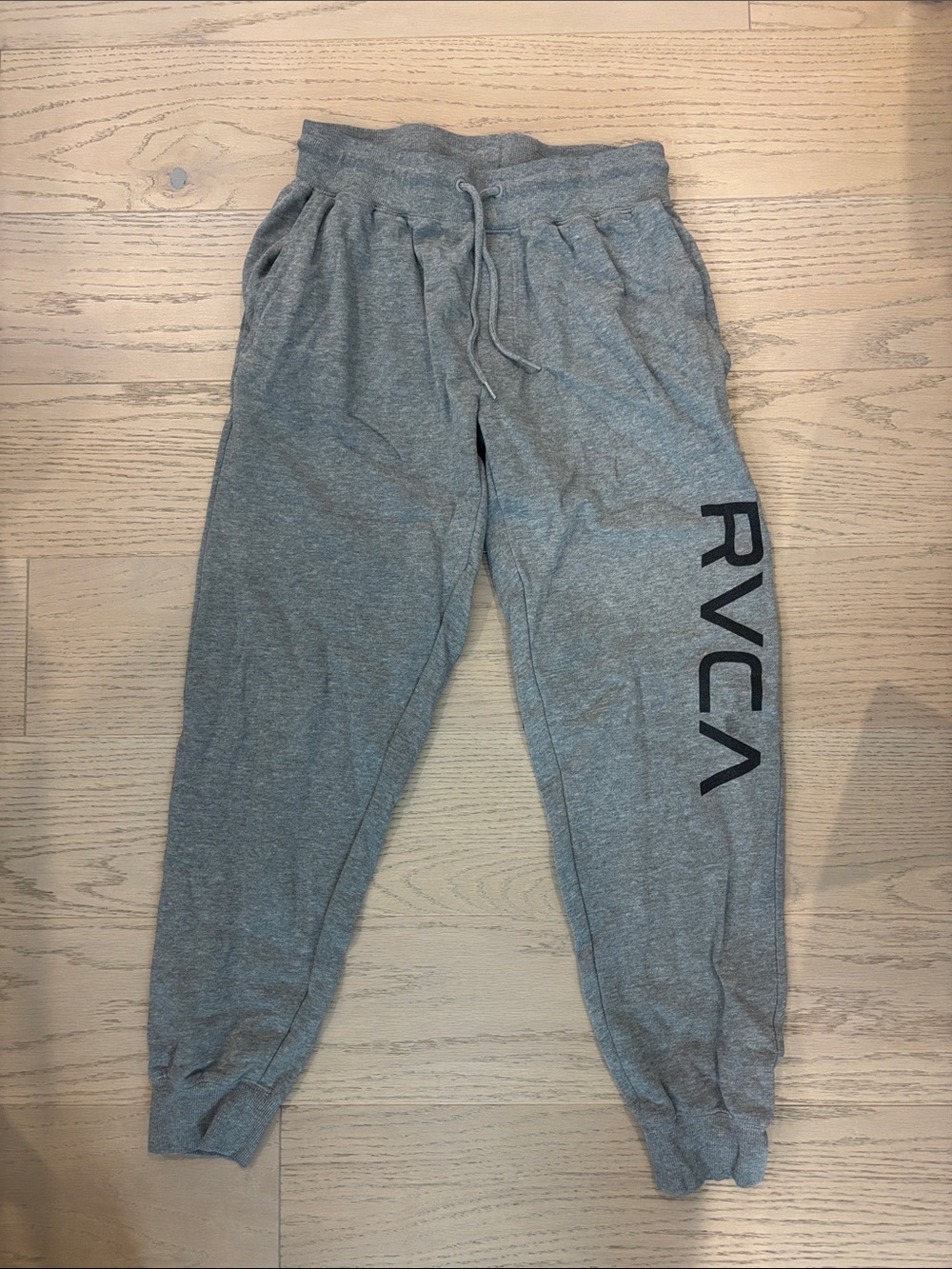 RVCA Mens Heather Gray Jogger Pants with Side Logo